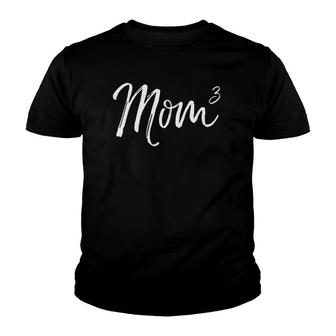Womens Mom Cubed Triplet Mom Of 3 Third Child Announcement Mom^3 V-Neck Youth T-shirt | Mazezy